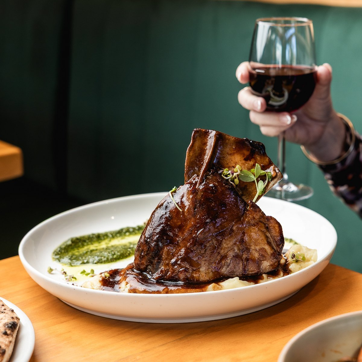 Braised lamb shank on creamy mash at Belliney's Ristorante & Bar, Ryde